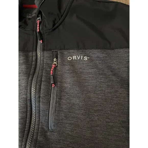 Orvis Bonded Mesh Jacket Gray Full Zip Mock Neck Fleece Mens Size XL Gorp Core - Picture 5 of 7